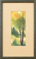 Gyenes jelzéssel: Zöldellő táj. Akvarell, papír. Üvegezett fa keretben. 16x6,5 cm.