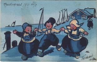 1911 Children art postcard, folklore. M. Munk Vienne No. 587. (EK)