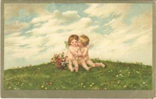 Children art postcard, romantic couple. M. Munk Wien Nr. 1173. (EK)