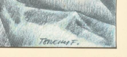 Töreky Ferenc (1922-2006): Női akt. Ceruza, papír, jelzett, üvegezett fa keretben, 35×24 cm
