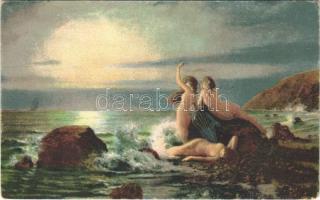 Sirenen / Erotic nude lady art postcard. Galerie alter Meister Verlag J.L.W. Nr. 711. s: V. K. Stemberg (EK)