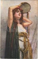 Orientalische Schönheit / Erotic nude lady art postcard. Galerie U. P. 642. s: C. Zewy (EK)
