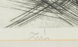 Szász Endre (1926-2003): Villon. Rézkarc, papír, jelzett. Üvegezett fa keretben. 29×39 cm