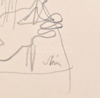 Szász Endre (1926-2003): Macskafejű. Ceruza, papír, jelzett. Lap jobb felső sarka kissé foltos. Pasz...