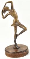 Art déco bronz táncosnő, sérült, m: 24 cm