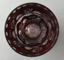 Egermann jellegű rubinpácolt üvegváza. Kézzel készült, cseh kristályüveg, virágmotívummal díszített,...