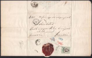 1869 Lugos, Krassó vármegye első alispánja által küldött levél törvényszéki ülnöknek, viaszpecséttel...