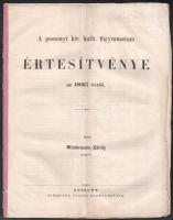 1867 A pozsonyi kir. kath. főgymnasium értesítvénye az 1866/7. évről