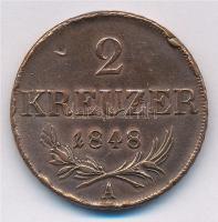 Ausztria 1848A 2kr Cu T:2 ph., ü. Austria 1848A 2 Kreuzer Cu C:XF edge error, ding Krause KM#2188