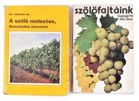 Csepregi Pál, Zilai János: Szőlőfajtáink. Bp., 1973, Mezőgazdasági Kiadó. Harmadik kiadás. Fekete-fehér fotókkal illusztrált. Kiadói papírkötés, kopott borítóval. + Dr. Csepregi Pál: A szőlő metszése, fitotechnikai műveletei. Bp., 1982, Mezőgazdasági Kiadó. Színes fotókkal illusztrált. Kiadói egészvászon-kötés, kissé kopott borítóval, szakadt, viseltes papír védőborítóban.