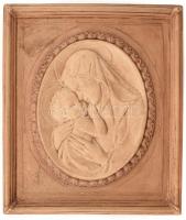 Dr. Rank Rezső (?-?): Mária a kis Jézussal. Plasztikus kerámia falikép, XX. sz. első fele. Jelzett, kisebb lepattanásokkal, 20,5x17,5 cm