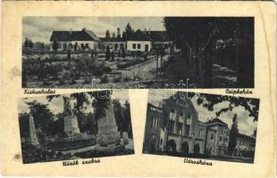 1944 Kiskunhalas, Csipkeház, Hősök szobra, emlékmű, Városháza (r)