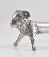 Figurális késbak 8 db (nyúl, róka, medve, oroszlán, bika, kos, kecske, tacskó), ezüstözött fém. h: 1...