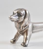 Figurális késbak 8 db (nyúl, róka, medve, oroszlán, bika, kos, kecske, tacskó), ezüstözött fém. h: 1...