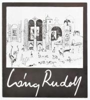 Láng Rudolf (1904-1991) grafikus autográf aláírása és dedikációja a Margitszigeti Nagyszállóban, 1974-ben rendezett kiállítása katalógusában.