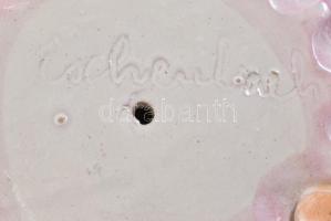 Eschenbach Jenő (1908-1981): Lányka mézes csuporral. Mázas kerámia, kézzel festett, jelzett, mázrepe...