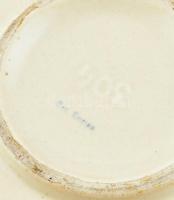 Népies stílusú, virágmintás német kerámia tál és kaspó. Mázas kerámia, jelzett, kis kopással, apró m...