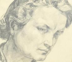 Szász Endre (1926-2003): Férfi portré. Ceruza, papír, jelzett: Szász B. 944. Gyűjtői darab! Apró gyű...