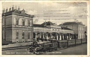 1938 Banja Luka, Banjaluka; Zeljeznicka stanica / railway station, locomotive (EK)