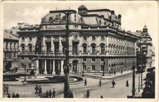 1933 Pozsony, Pressburg, Bratislava; Mestské Divadlo / Városi színház, villamos, Engel üzlete / theatre, tram, shops (lyuk / pinhole)