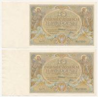 Lengyelország 1929. 10Zl (2x) sorszámkövetők) T:I,I- Poland 1929. 10 Zlotych (2x) sequential serials C:UNC,AU