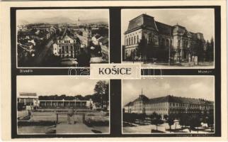 1947 Kassa, Kosice; Divadlo, Muzeum, Policajná riaditelstvo, Mestské kupaliste / színház, múzeum, rendőrségi igazgatóság, városi strand, fürdő / theatre, museum, police directorate, beach, swimming pool, bath