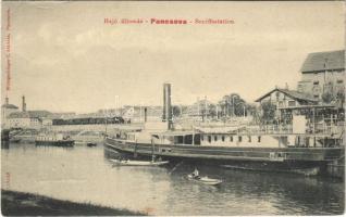Pancsova, Pancevo; hajóállomás, gőzhajó / port, steamship