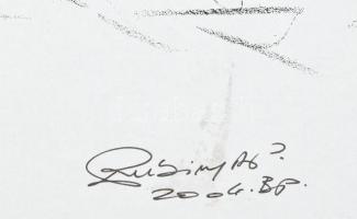 Rubint Ávrahám Péter (1958-): Fekvő akt. Ofszet, akvarell, papír, kartonra kasírozva, jelzett, 29×41...