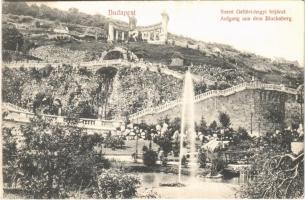 1907 Budapest I. Tabáni épületek a jobb felső sarokban, Szent Gellért hegyi feljárat