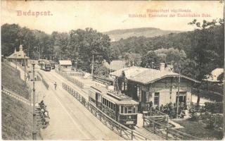 1906 Budapest II. Hűvösvölgy, villamosok a végállomáson