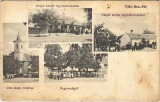 1921 Tótszentpál, Tóth-Szt.-Pál (Somogyszentpál); Római katolikus templom, Nagyvendéglő, Polgár Gyula és Polgár László üzlete (fl)
