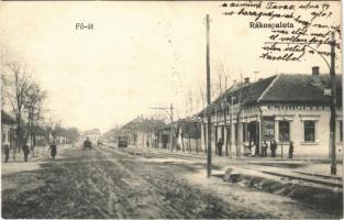 1911 Budapest XV. Rákospalota, Fő út, Csörgey vendéglő és étterem, villamos