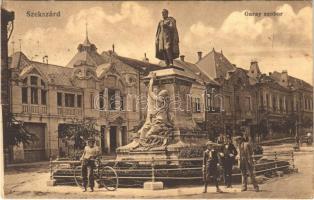 1916 Szekszárd, Garay szobor, tér, Bondy Lipót üzlete (EB)