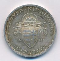 1938. 5P Ag "Szent István" T:2 patina
Adamo P8.1