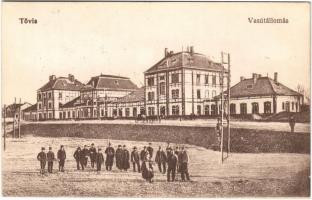 1918 Tövis, Teius; vasútállomás. Vasúti levelzőlapárusítás 3993. / railway station