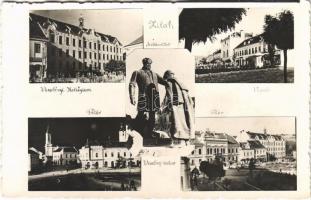 Zilah, Zalau; Wesselényi kollégium és eltávolított szobor, Fő tér, Vigadó / boarding school, monument, main square, redoute