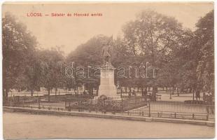 1909 Lőcse, Levoca; Sétatér, Honvéd emlék / promenade, military monument (ázott / wet damage)