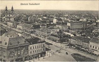 Szabadka, Subotica; tér, Márványipar rt. sírkőraktára, Löwy testvérek és Roth Erwin üzlete / square, shops