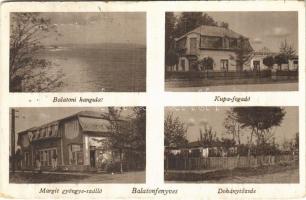 1943 Balatonfenyves, Balatoni hangulat, Kupa fogadó, Margit gyöngye szálló, dohánytőzsde (kopott sarkak / worn corners)