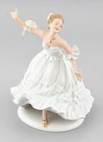 Schaubachkunst porcelán balerina, kézzel festett, jelzett, sérült, m: 22 cm