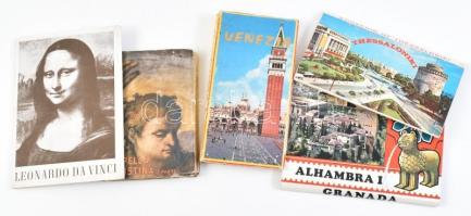 4 db leporelló: Sixtus-kápolna, Velence, Thessaloniki, Alhambra (Granada) + Leonardo da Vinci képeslapgyűjtemény
