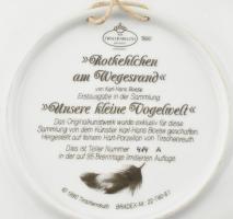 Tirschenreuth madaras porcelán fali tál, matricás, jelzett, hibátlan, d: 19,5 cm