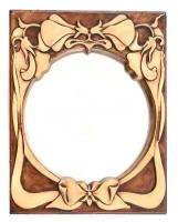 Szecessziós mázas fali tükör, kis hibákkal, 26×20 cm