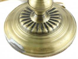 Íróasztali lámpa / banklámpa. Fém, üveg burával. Működő, korának megfelelő kopásokkal. 36 cm