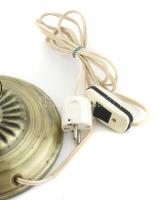 Íróasztali lámpa / banklámpa. Fém, üveg burával. Működő, korának megfelelő kopásokkal. 36 cm