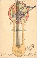 1900 Mai / Május. Titkosírás / May. Art Nouveau litho (fl)