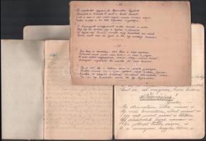 cca 1900-40 Vegyes kézirat és okmány tétel: Gyorsírással teleírt füzet, bibliai részletekkel; Felső ...