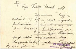 1933 Ifj. Hufnagel Imre asztalosáru és pakett gyára reklámlap. Budapest, Kartács u. 27. / Hungarian ...