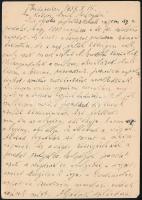 1938 Heller Bernát (1871-1943) irodalomtörténész, orientalista, az Országos Rabbiképző Intézet tanára által saját kézzel írt levelezőlap