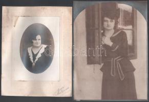 cca 1910-1920 Vegyes portré fotó tétel, 4 db, közte egy gyerek fotó, a többi hölgy portré, fotók kartonon, közte foltos, 23x17 cm és 15x11 cm közötti méretben